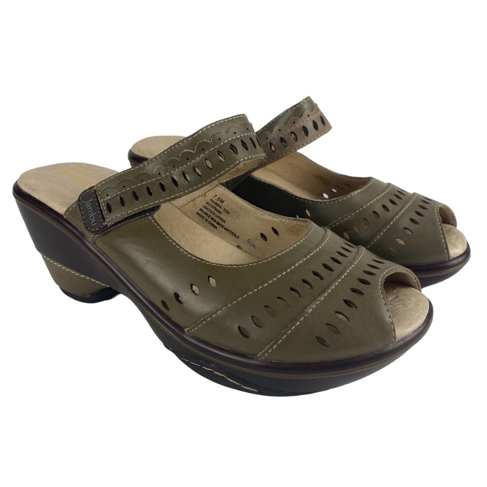 Jambu Women’s Touring Too Leather Open Toe Sport Wedge Sandals - Size 7.5